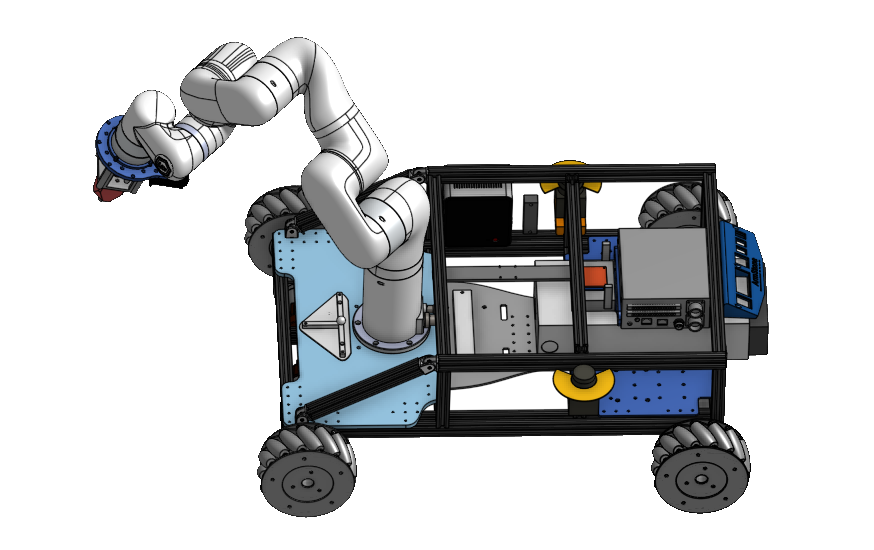 Rendu 3D du robot mobile avec bras articulé